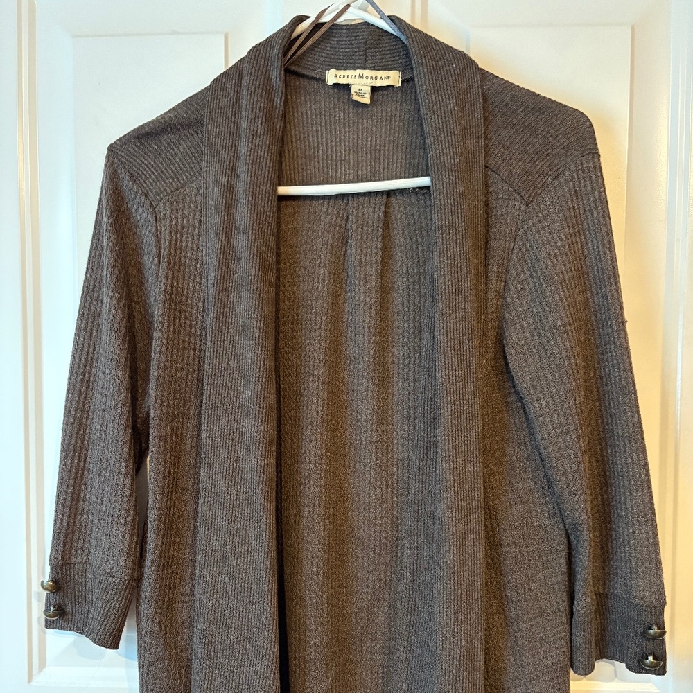 Cardigan Shawl Collar Sweater Brown Size M Button Cuffs Excellent Condition